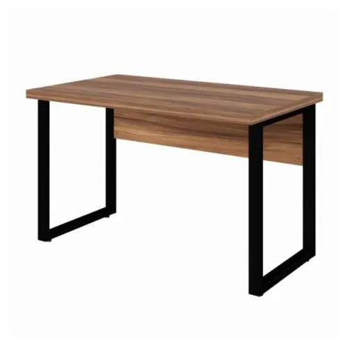 Mesa Escritório Pé Quadro 1,20x0,60m Nogal Sevilha Preta Sem Gavetas Compacta 24469