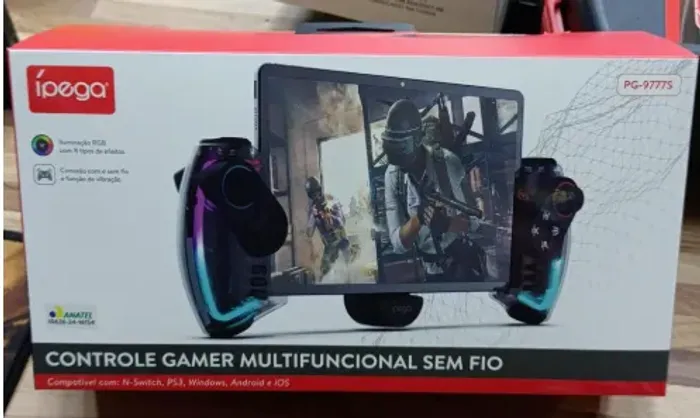 Controle Joystick Gamer Sem Fio Led RGB Ipega PG-9777S ComBateria 600mah