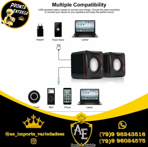 Caixa de Som para Computador - Compatibilidade Universal