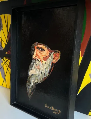 Quadro velho sábio óleo em tela 