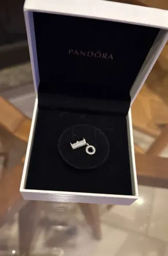 Charm Pendente Bolsa Preta e Prata Pandora Original  + Caixa Pandora para pulseira