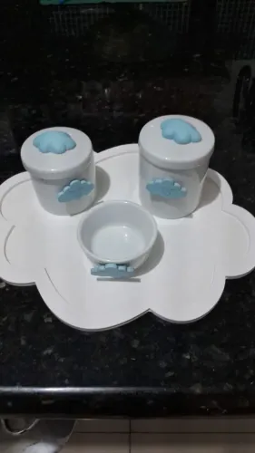Kit higiene bebe porcelana nuvem