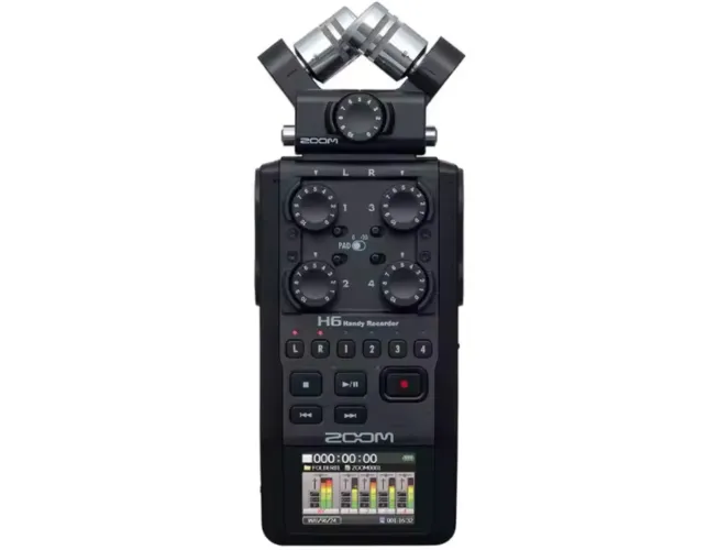 Zoom h6 blk gravador digital portátil de 6 pistas para entrevista