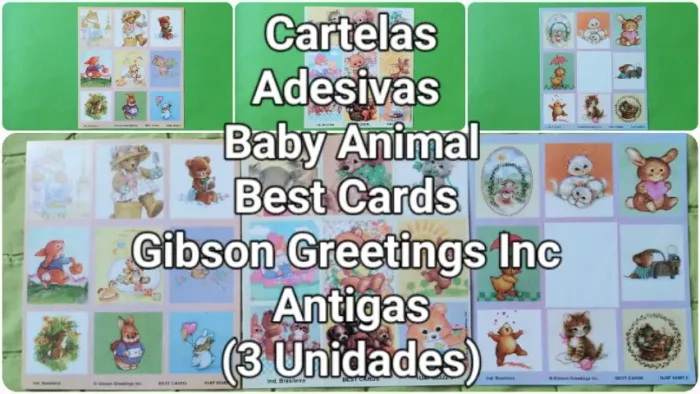 Cartelas Adesivas Baby Animal Antigas