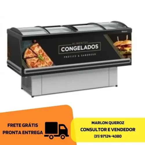 Ilha de Congelados Vidro Curvo Gelopar 127V