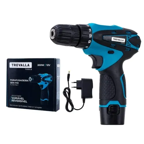 Furadeira Parafusadeira À Bateria De Lítio 12V Trevalla TL-FME-P02-7 Torque 23Nm