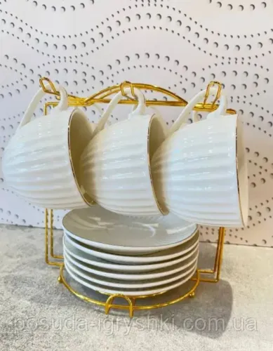 Suporte de xícaras dourado traçado 21cm x 18cm 