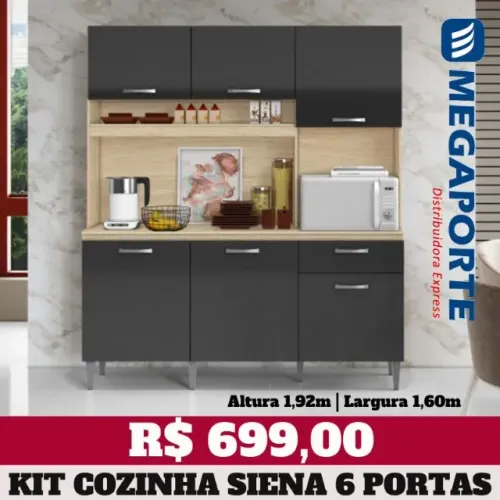 Armário de Cozinha 1,60m 6 Portas 1 Gaveta (Novo) Entrega Grátis! 