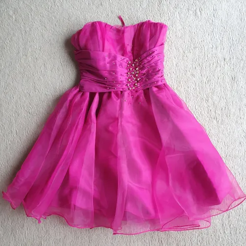 Vestido de Festa Rosa Pink com Predarias Marca Fruto Tamanho 14 Infantil