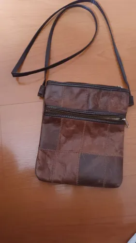 Bolsa transversal couro marrom 19x23