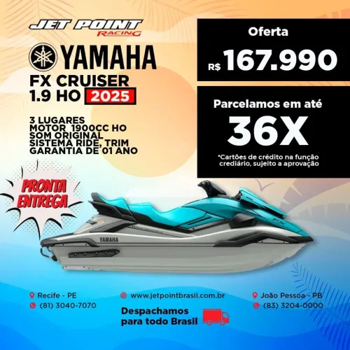NOVO YAMAHA FX CRUISER 1900HO 2025, Com SOM, Troco/Parcelo 36x