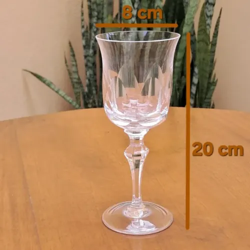 Taças de Vinho STRAUSS - Cristal Lapidado com Gravação na Base - Jogo com 6 Taças