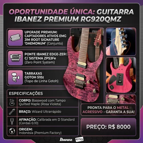 Guitarra Ibanez Rg 920 QMZ Set EMG Jim Root 