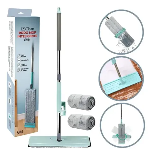 Rodo Mop Inteligente 360° Esfregão Flat Limpeza Microfibra