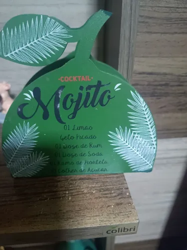 Porta Guardanapo Em Madeira Agromerado Com Tema Cocktail Mojito