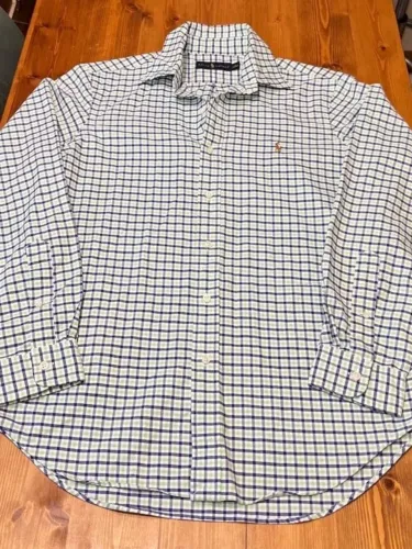 camisa ralph lauren xadrez verde azul cavaleiro tam m 100% original
