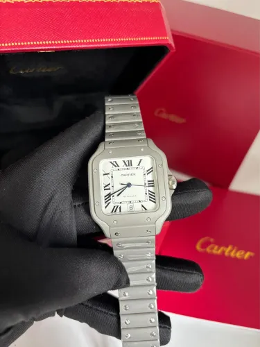 Relógio Cartier Santos Automático Aço 40mm Vidro Safira Linha Premium