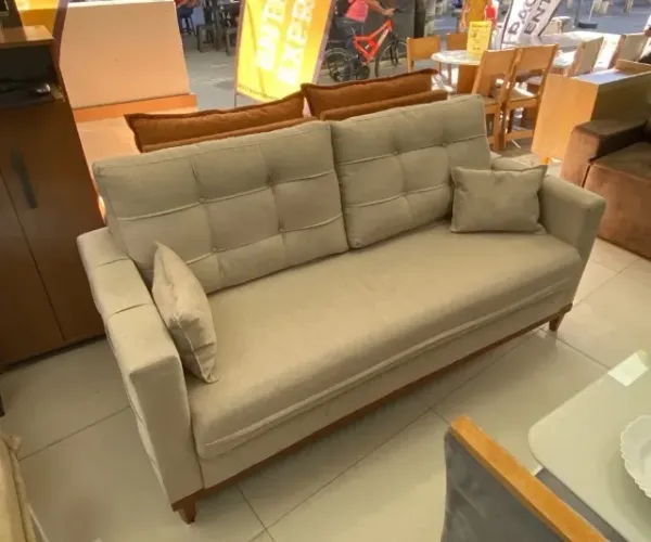 SOFÁ LIVING PACIFIC 180CM 2 LUGARES EM LINHO COM ALMOFADAS SOLTAS