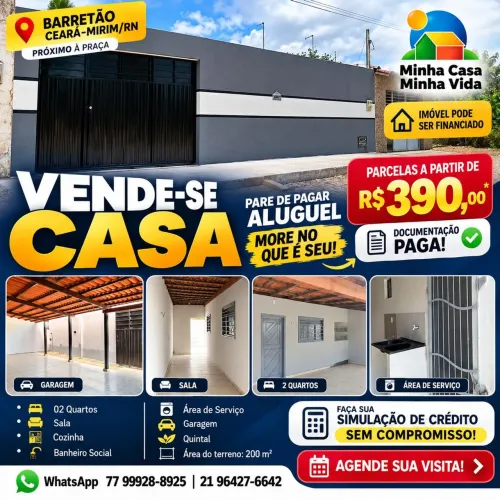 Casa à Venda - Barretão, Ceará-Mirim