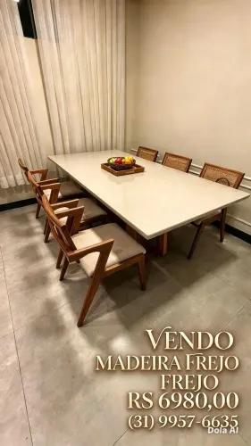Mesa de jantar maciça 6 lugares completa