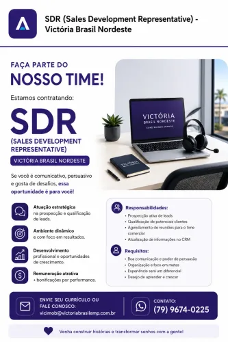 ? VAGA ABERTA | SDR (Sales Development Representative)