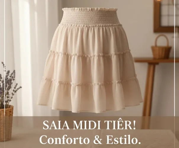 Linda Saia bege nova - tamanho P