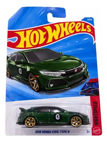 Carrinho Hot Wheels 2018 Honda Civic Type R Verde 2026 Lote F JJK87 3/10