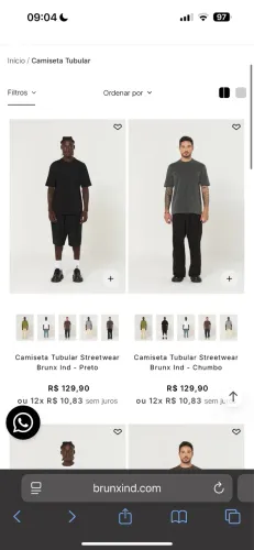 Camiseta preta oversized tubular GG - BRUNX