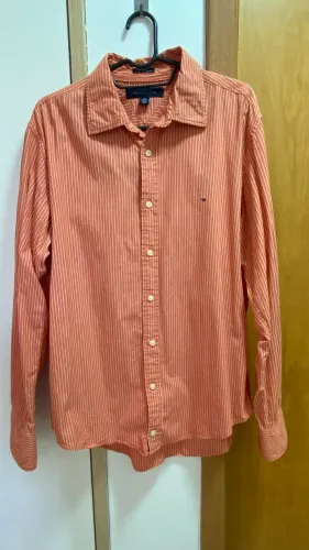 Camisa Tommy Hilfiger Masculina Listrada Salmão