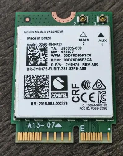 Placa Wi-Fi Wireless original Intel modelo 9462ngw Dual Band Bluetooth 5.1 - Seminova