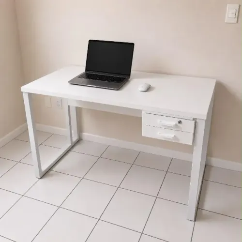 biro mesa branca com 2 gavetas branca grande para notebook
