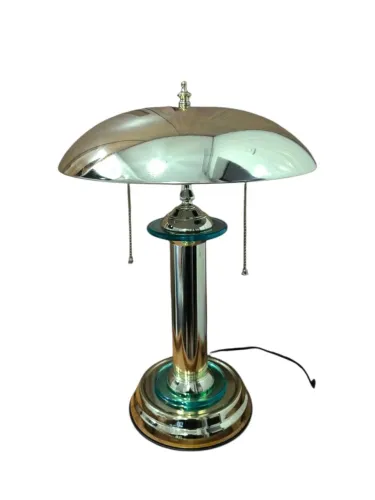 Abajur Vintage Estilo Inglês em Latão Polido e Vidro da Marca Table Lamp 
