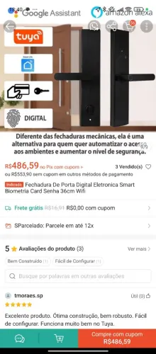 fechadura eletrônica 3B MAX SMART LOCK ! NUNCA USADA, aberta apenas para confere 380 pila