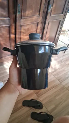 Cuscuzeira preta inox