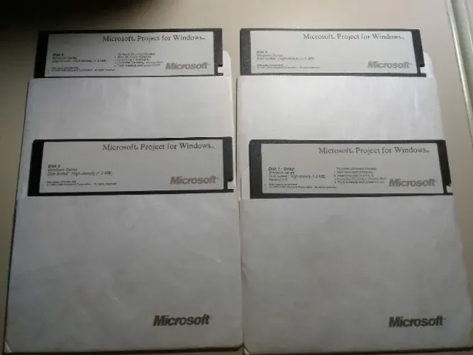 Microsoft Project ORIGINAL - 4 Disquetes 5¼? - Vintage / Anos 90 / Colecionador