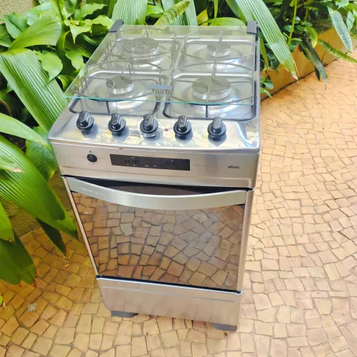 FOGÃO 04 BOCAS BRASTEMP INOX COM TIMER E GRILL