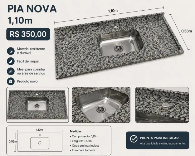 ? OFERTA IMPERDÍVEL! Pia de Mármore Nova por Apenas R$ 350,00