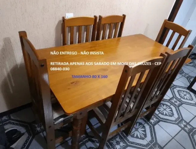 MESA 6 LUGARES 1,60 X 0,80 USADA - RETIRADA EM MOGI