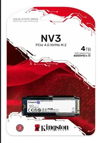 Nvme nv3 4tb Kingston Novo. Avaria na embalagem apenas.