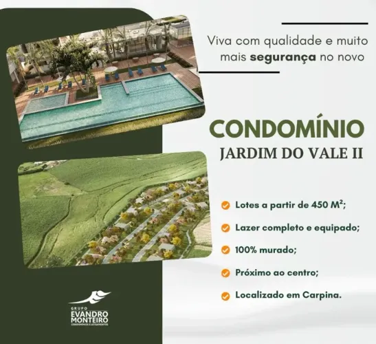 Terreno em Condomínio - Em Carpina - Entrada R$17.000,00 + 120 meses.