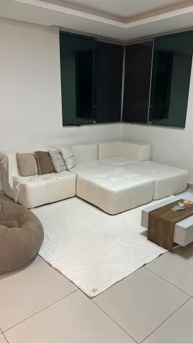 Sofá Modular em Boucle Bege - Linho