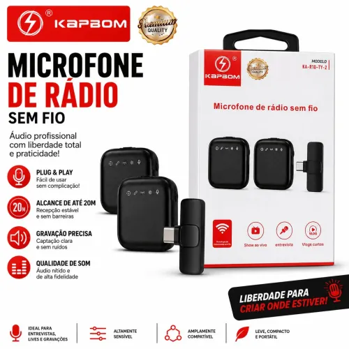 Microfone de lapela duplo tipo C