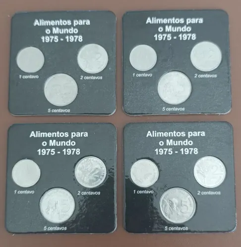 Lote com 4 blister e 12 moedas FAO 1975