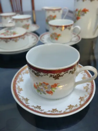 Jogo de Café/Chá em Porcelana Floral Vintage 16 Peças Completo Real São Paulo