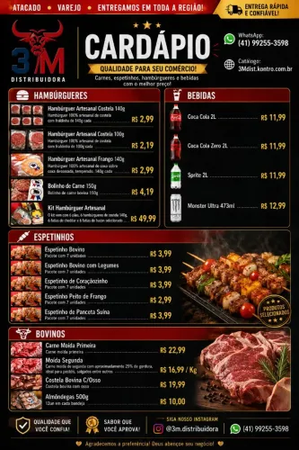 Hambúrguer artesanal e embutidos congelados