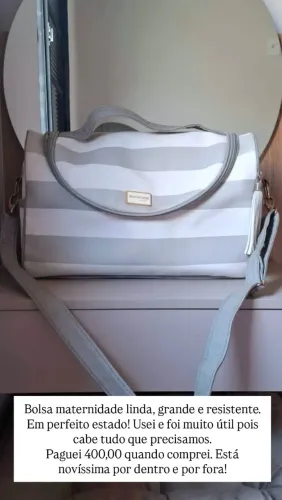 Bolsa maternidade Grande Cinza e branco perfeita e pouco uso. Menina ou menino.