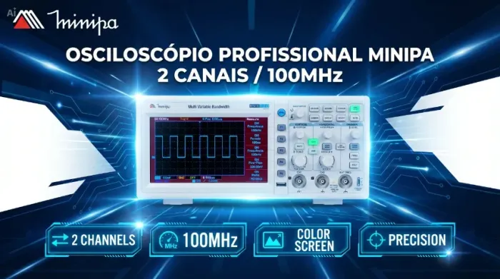 Osciloscópio Profissional Minipa 2 canais / 100MHz 