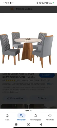 Mesa com 4 cadeiras nova,só tiradw da caixa,não coube na sala