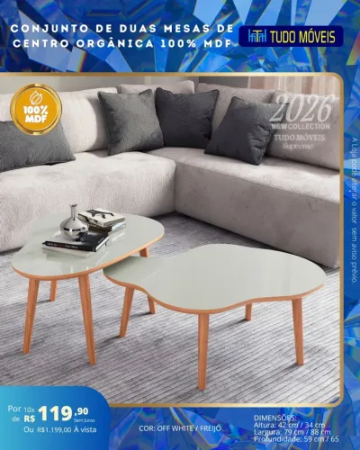 CONJUNTO DE DUAS MESAS DE CENTRO ORGANICA .