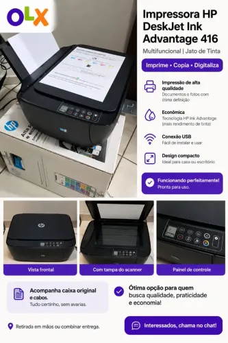 Impressora HP DeskJet Ink Advantage 416 - Tanque de Tinta - Wi-Fi
